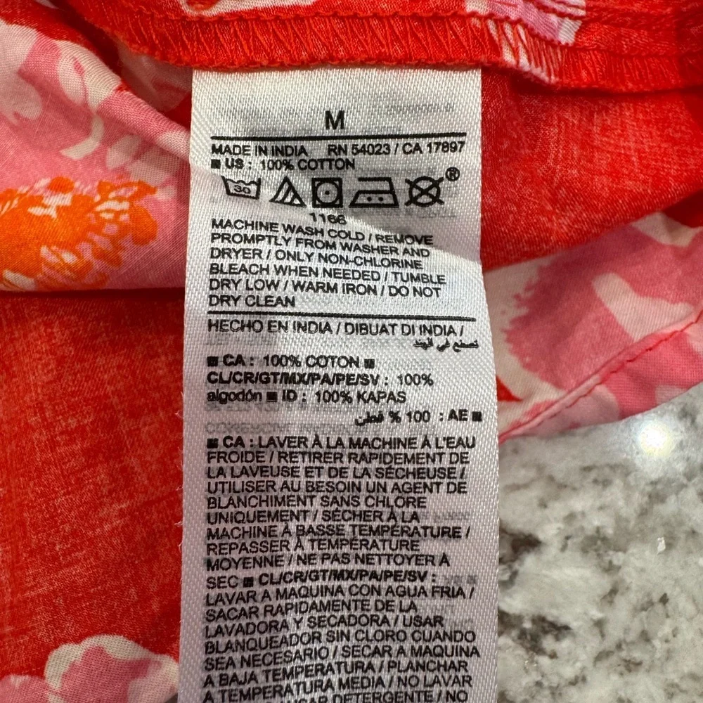 Old Navy Red Pink Floral Wrap Blouse Medium